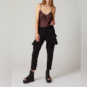 Malia Mills Utility Cargo Pants Cropped Size 4 Black Made In NYC